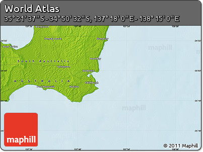 Physical Map of the Area around 35° 6' 5" S, 137° 46' 30" E