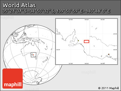 Blank Location Map of the Area around 35° 6' 5" S, 140° 19' 29" E