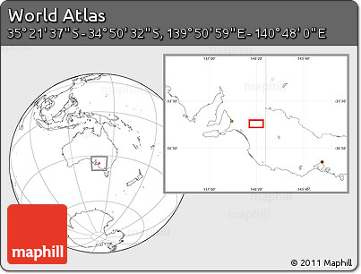 Blank Location Map of the Area around 35° 6' 5" S, 140° 19' 29" E