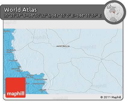 Political 3D Map of the Area around 35° 6' 5" S, 143° 43' 29" E