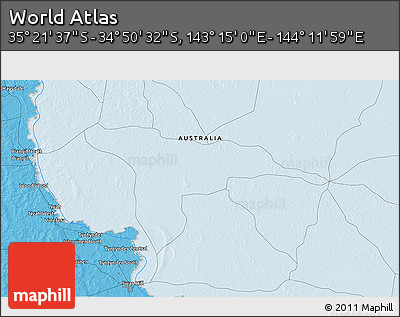 Political 3D Map of the Area around 35° 6' 5" S, 143° 43' 29" E