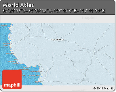 Political 3D Map of the Area around 35° 6' 5" S, 143° 43' 29" E