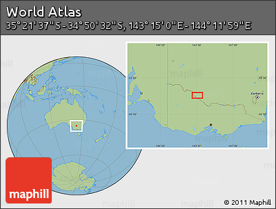 Savanna Style Location Map of the Area around 35° 6' 5" S, 143° 43' 29" E