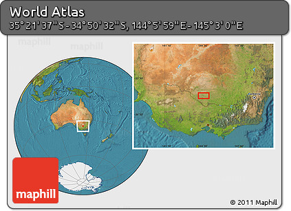 Satellite Location Map of the Area around 35° 6' 5" S, 144° 34' 29" E