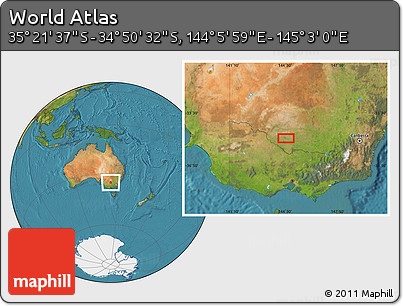 Satellite Location Map of the Area around 35° 6' 5" S, 144° 34' 29" E