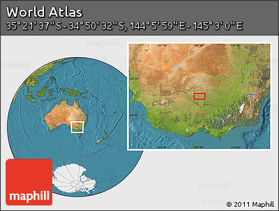 Satellite Location Map of the Area around 35° 6' 5" S, 144° 34' 29" E