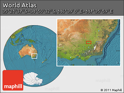 Satellite Location Map of the Area around 35° 6' 5" S, 147° 7' 30" E