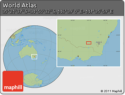 Savanna Style Location Map of the Area around 35° 6' 5" S, 147° 7' 30" E