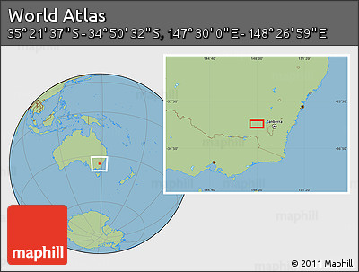 Savanna Style Location Map of the Area around 35° 6' 5" S, 147° 58' 29" E