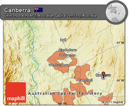 Physical Map of Canberra