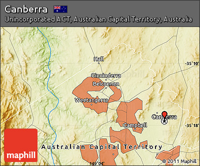 Physical Map of Canberra