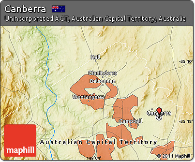 Physical Map of Canberra