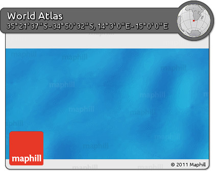 Shaded Relief 3D Map of the Area around 35° 6' 5" S, 14° 31' 30" E