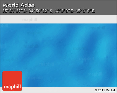 Shaded Relief 3D Map of the Area around 35° 6' 5" S, 14° 31' 30" E