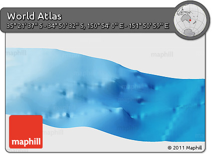 Physical Panoramic Map of the Area around 35° 6' 5" S, 151° 22' 30" E