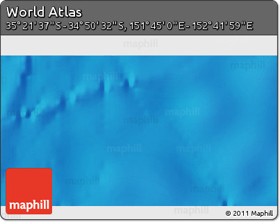 Shaded Relief 3D Map of the Area around 35° 6' 5" S, 152° 13' 29" E