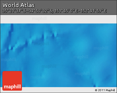Shaded Relief 3D Map of the Area around 35° 6' 5" S, 152° 13' 29" E