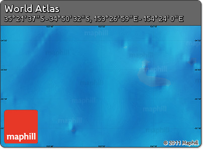 Physical Map of the Area around 35° 6' 5" S, 153° 55' 30" E