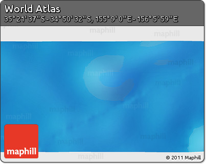 Shaded Relief 3D Map of the Area around 35° 6' 5" S, 155° 37' 30" E