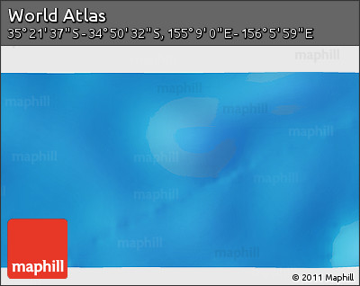 Shaded Relief 3D Map of the Area around 35° 6' 5" S, 155° 37' 30" E
