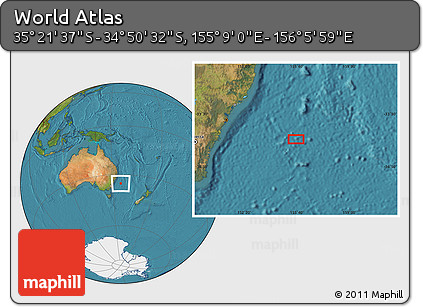 Satellite Location Map of the Area around 35° 6' 5" S, 155° 37' 30" E
