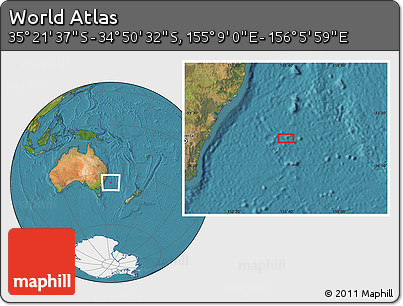 Satellite Location Map of the Area around 35° 6' 5" S, 155° 37' 30" E