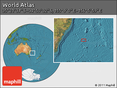 Satellite Location Map of the Area around 35° 6' 5" S, 155° 37' 30" E