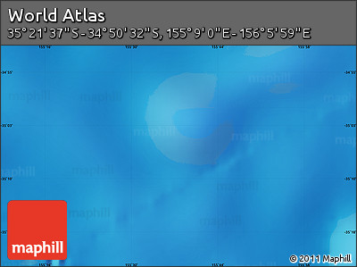 Physical Map of the Area around 35° 6' 5" S, 155° 37' 30" E