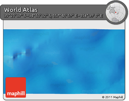 Shaded Relief 3D Map of the Area around 35° 6' 5" S, 158° 10' 30" E