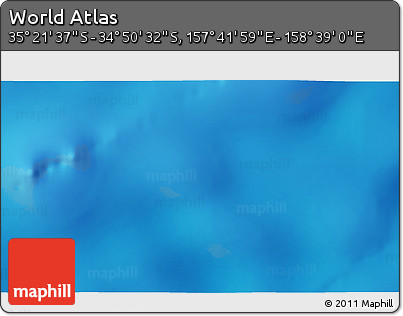 Shaded Relief 3D Map of the Area around 35° 6' 5" S, 158° 10' 30" E