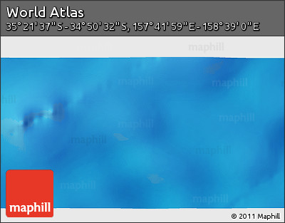 Shaded Relief 3D Map of the Area around 35° 6' 5" S, 158° 10' 30" E
