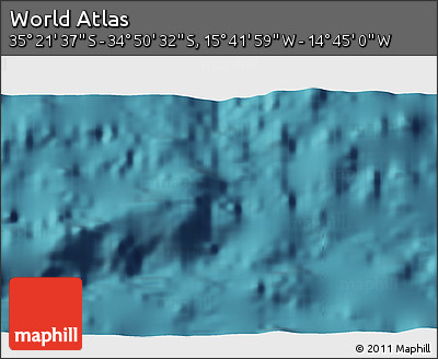Satellite 3D Map of the Area around 35° 6' 5" S, 15° 13' 29" W