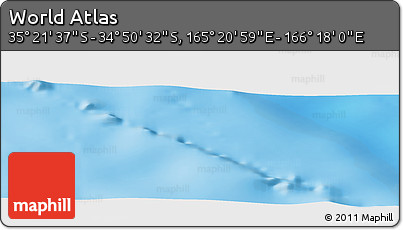 Physical Panoramic Map of the Area around 35° 6' 5" S, 165° 49' 29" E