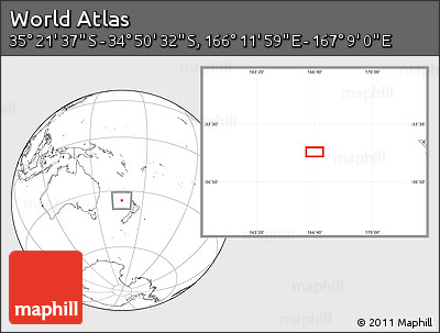 Blank Location Map of the Area around 35° 6' 5" S, 166° 40' 30" E