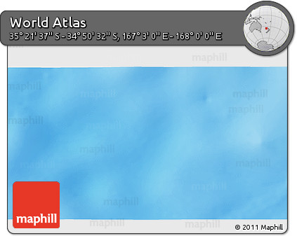 Shaded Relief 3D Map of the Area around 35° 6' 5" S, 167° 31' 30" E