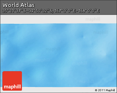 Shaded Relief 3D Map of the Area around 35° 6' 5" S, 167° 31' 30" E