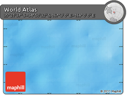 Physical Map of the Area around 35° 6' 5" S, 167° 31' 30" E