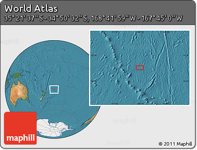 Satellite Location Map of the Area around 35° 6' 5" S, 168° 13' 29" W