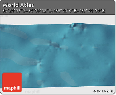 Satellite 3D Map of the Area around 35° 6' 5" S, 169° 13' 29" E