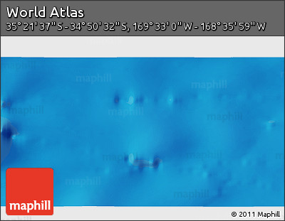 Physical 3D Map of the Area around 35° 6' 5" S, 169° 4' 29" W
