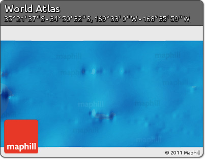 Physical 3D Map of the Area around 35° 6' 5" S, 169° 4' 29" W
