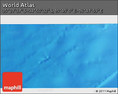 Shaded Relief 3D Map of the Area around 35° 6' 5" S, 16° 13' 30" E