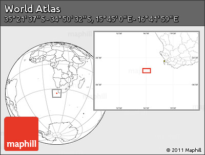 Blank Location Map of the Area around 35° 6' 5" S, 16° 13' 30" E