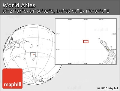 Blank Location Map of the Area around 35° 6' 5" S, 170° 4' 29" E