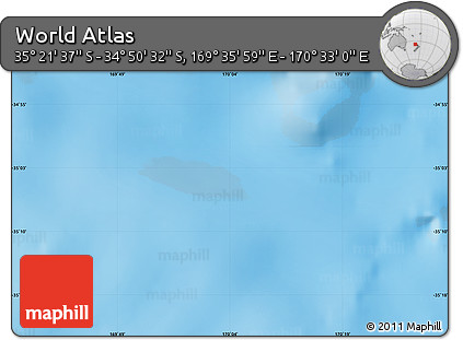 Physical Map of the Area around 35° 6' 5" S, 170° 4' 29" E