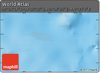 Physical Map of the Area around 35° 6' 5" S, 170° 4' 29" E