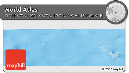 Physical Panoramic Map of the Area around 35° 6' 5" S, 170° 55' 30" E