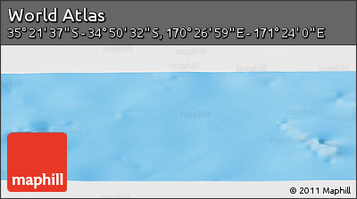 Physical Panoramic Map of the Area around 35° 6' 5" S, 170° 55' 30" E