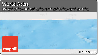 Physical Panoramic Map of the Area around 35° 6' 5" S, 170° 55' 30" E