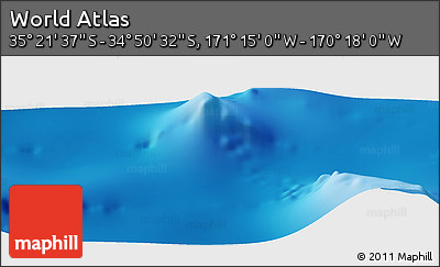 Physical Panoramic Map of the Area around 35° 6' 5" S, 170° 46' 30" W
